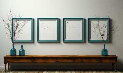 Paintings on the wall in the interior of the room.