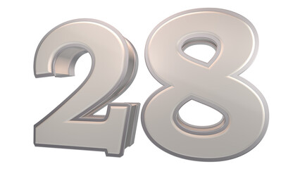 Naklejka premium Creative designwhite 3d number 28