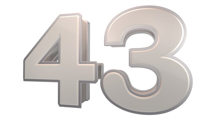 Creative designwhite 3d number 43