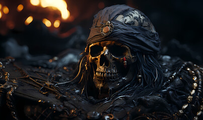 scary halloween pirate skull