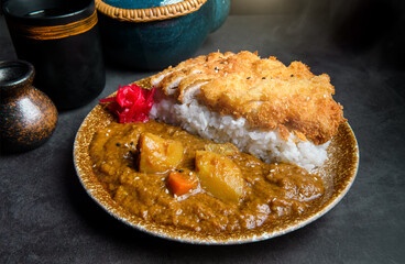 Japanese curry rice with fried chicken