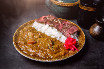 Japanese style beef grilled with curry rice