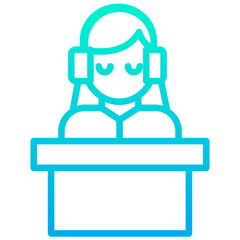 Outline Gradient Woman Customer Support icon