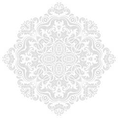 Oriental vector ornament with arabesques and floral elements. Traditional classic light round ornament. Vintage pattern with arabesques