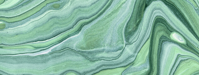 Abstract fluid art background light green and cyan colors. Liquid marble. Acrylic painting with olive gradient.