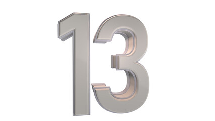 Creative design white 3d number 13