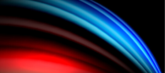 Rainbow color wave lines on black. Techno or business abstract background for posters, covers, banners, brochures, websites