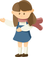 girl pointing out wearing flight attendant stewardess outfit character