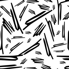 Seamless pattern with black pencil brushstrokes