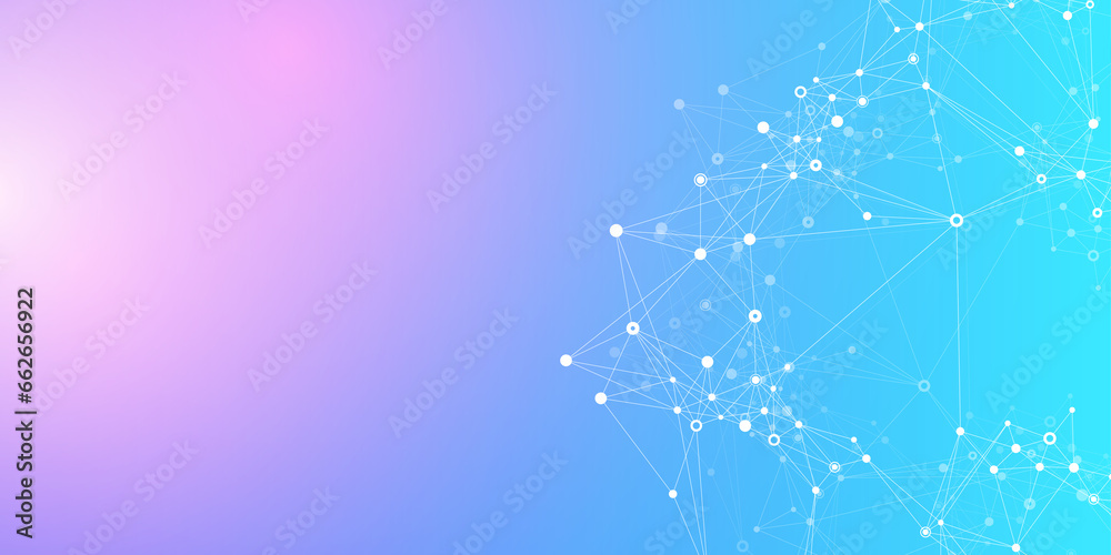 Aufkleber Digits abstract background with connected line and dots, wave flow. Digital neural networks. Network and connection background for your presentation. Graphic polygonal background illustration.