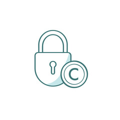 Copyright protection. Lock sign. Vector icon on a white background.