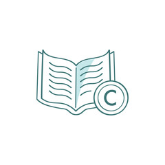 Copyright to the text, literary work. Intellectual property. Vector icon on a white background.
