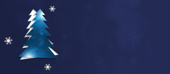 blue christmas tree cut shape decoration banner