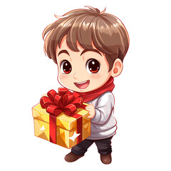 Cute Boy Happy New Year Clipart Illustration