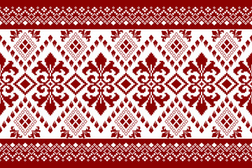 Red traditional ethnic pattern paisley flower Ikat background abstract Aztec African Indonesian Indian seamless pattern for fabric print cloth dress carpet curtains and sarong