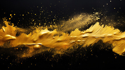 Black Gold glitter ink smear brush stroke