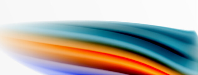 Rainbow color silk blurred wavy line background on white, luxuriously vibrant visually captivating backdrop. Stunning blend of colors reminiscent of rainbow, silky and gracefully blurred wavy pattern