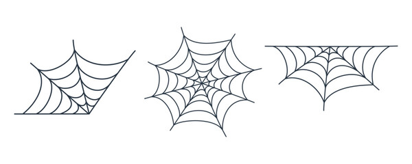 Halloween spider cobweb sets on white background. 
vector illustration