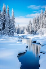 Winter nature background. AI generative