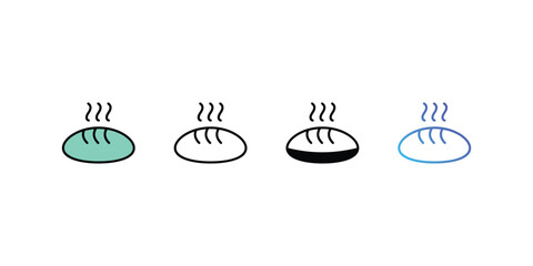 Bread icons, color, line, glyph, gradient, Blue icon, Food icon in five variations stock illustration.