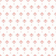 Seamless vector pattern. Modern geometric ornament with royal lilies. Classic pink background