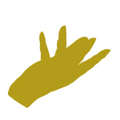 a golden yellow hand silhouette, without a background