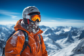 Fototapeta na wymiar Alpine Elegance: Skier in a Snowy Landscape