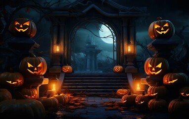 Obraz premium Happy Halloween party background. AI generated 3d rendering