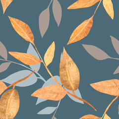 Watercolor Leaves Seamless Pattern