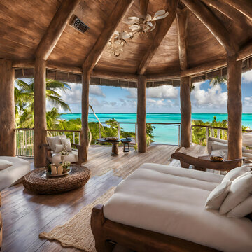 luxury cabana resort in a tropical island 