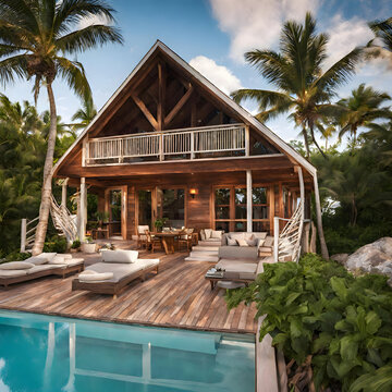 luxury cabana resort in a tropical island 


