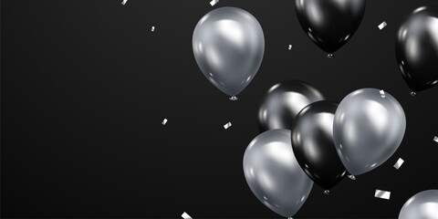 3D silver balloon design background vector banner template beautiful illustration © HNKz