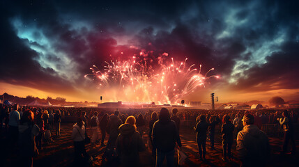 Outdoor Music Festival with Fireworks