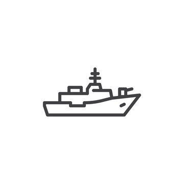 recommend clip art: Military ship line icon