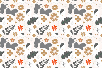 Abstract flat hand draw floral pattern background. Vector illustration.