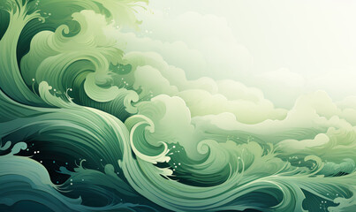 Fototapeta na wymiar Abstract background with wavy texture in green tones.