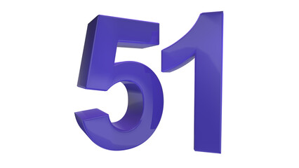 Creative design purple 3d number 51