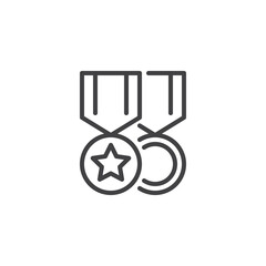 Military award medal line icon