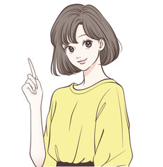 説明をする女性のイラスト素材	
