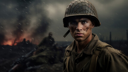 World War 2 Soldier Portrait. War.