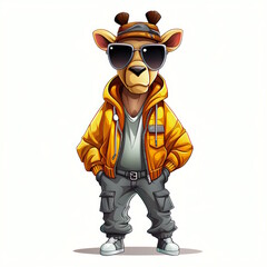 Hip Hop Giraffe Cartoon Vector