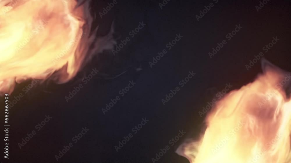 Aufkleber Bright swirls of orange flame on dark background. 3d rendering loop animation