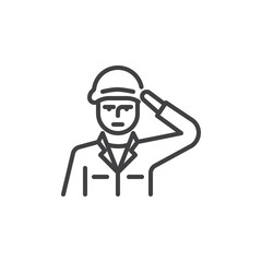 Soldier saluting line icon