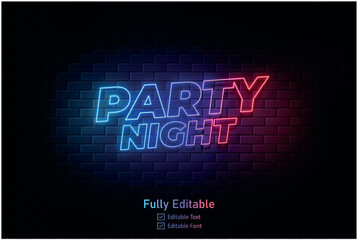 Neon effect for edible text neon style effect logo and night club logo and night party poste Vector neon 