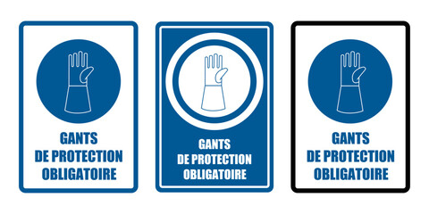 gants de protection obligatoire equipement sécurité travail EPI icones rond bleu