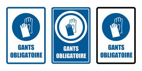 gants obligatoire equipement sécurité travail EPI icones rond bleu