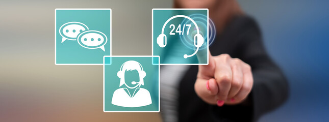 Woman touching an assistance concept