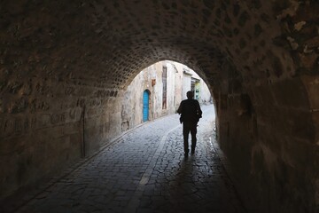 person in the tunnel