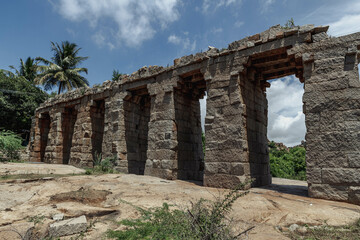 Fototapeta premium Bukki Aqueduct on the Tungabhadra River, Hampi, Karnataka, India.