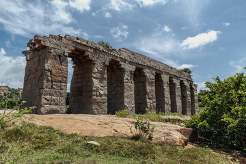 Fototapeta na wymiar Bukki Aqueduct on the Tungabhadra River, Hampi, Karnataka, India.